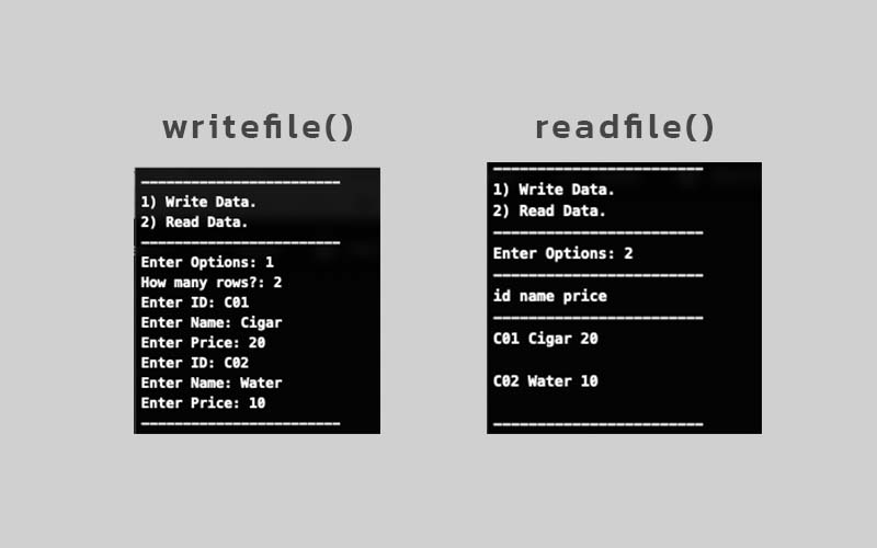 write and read functions